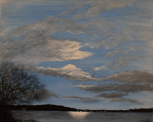 Lunar light came up in the winter sky;