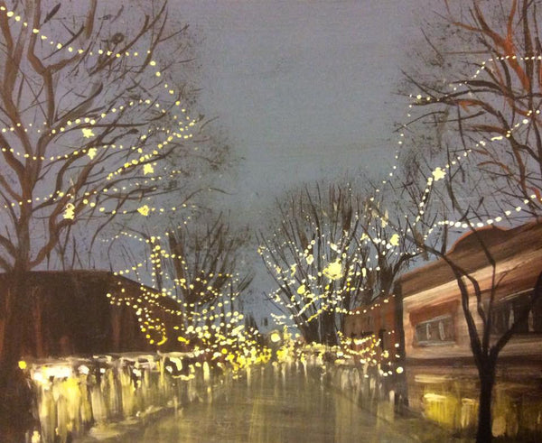 Christmas lit streets blast through human husk