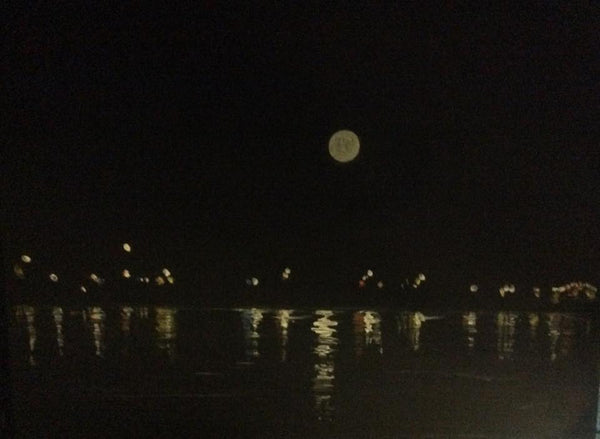 Full moon over Saugatuck is a bold wondrous wreath