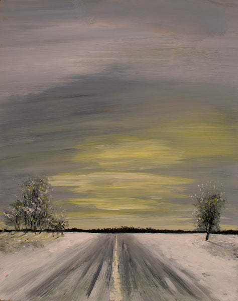 January country road to sunset