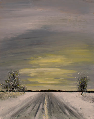 January country road to sunset