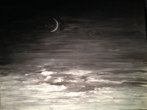 2014 was brought in by the Crescent Moon setting on the ice of Lake Michigan
