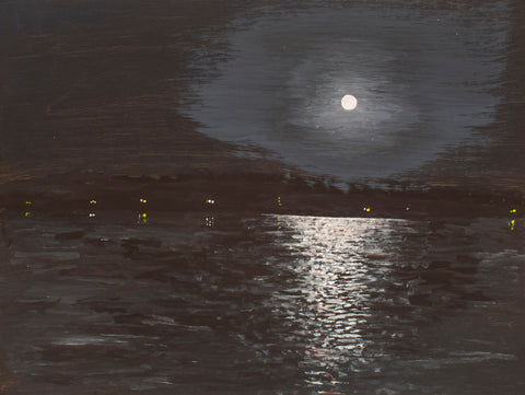 The moon sauntered across Lake Kalamazoo