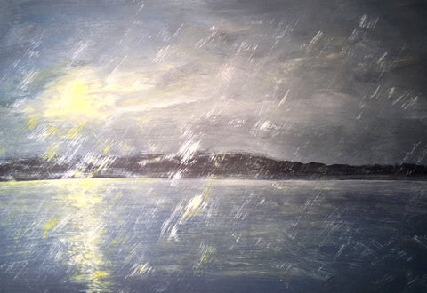 Snow on the harbor through sunlight