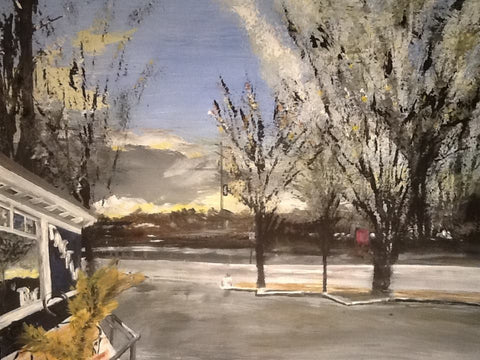 Sunset at the harbor, looking from the gallery/wineshop