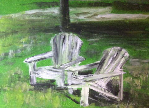 These Adirondack chairs are in camps of disrepair