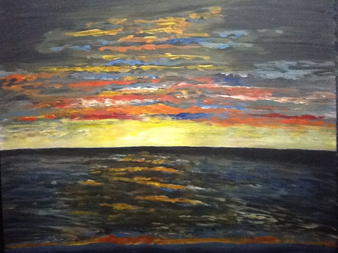We stood on the dark-cloudy lakeshore